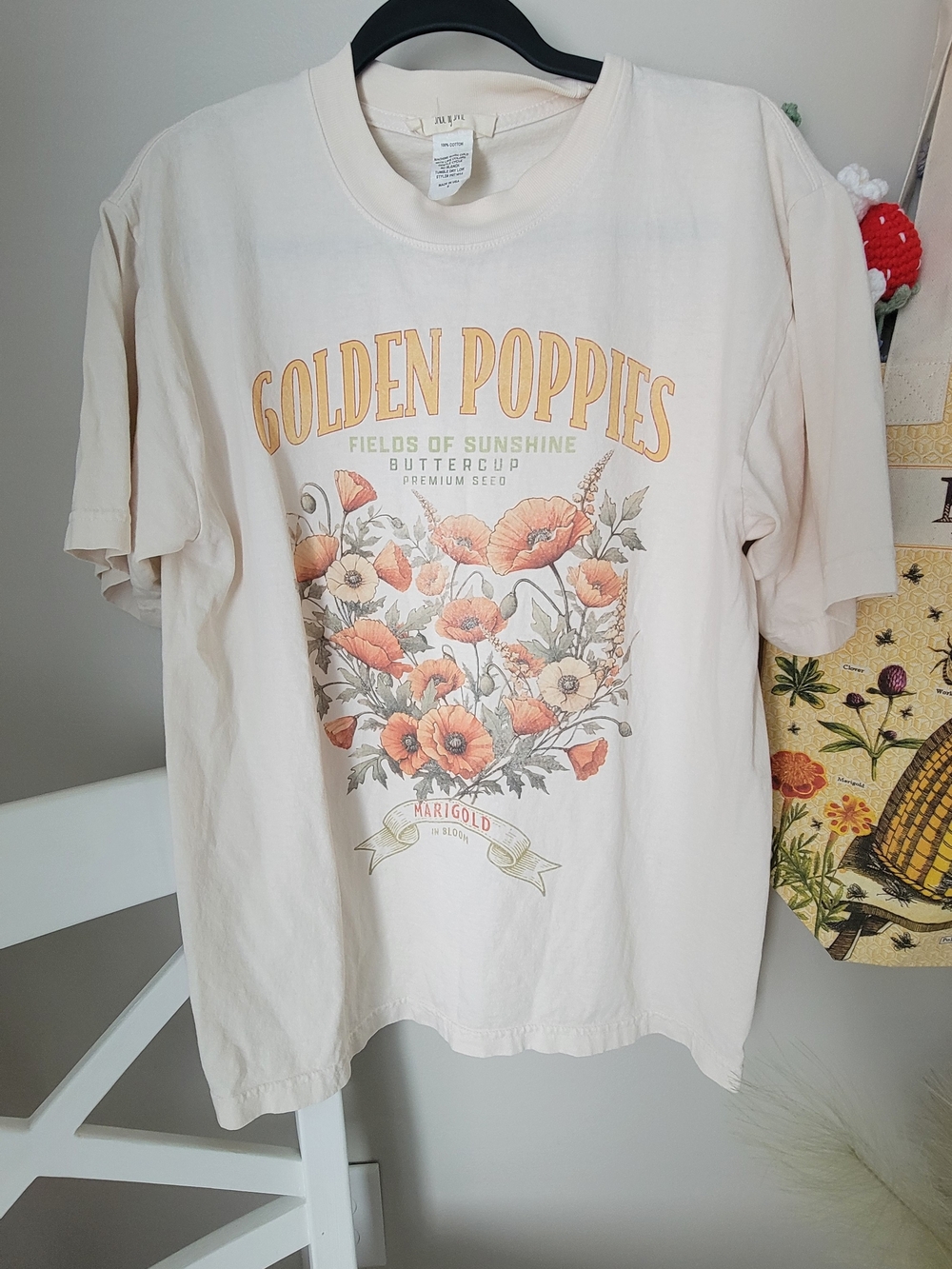 Golden Poppies Graphic Tee - Cream Size S